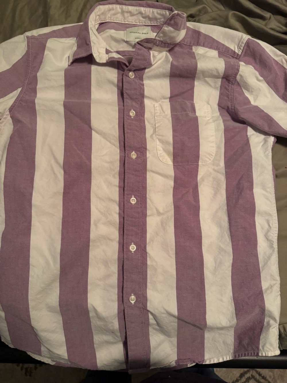 American Eagle Outfitters Men’s Lavender & White Stripe Button-Down Shirt
